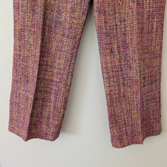 Vintage BCBGMaxAzria Womens 4 Multicolored Silk Metallic Tweed Ankle Pants Y2K - Picture 2 of 7